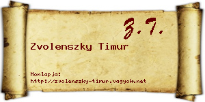 Zvolenszky Timur névjegykártya